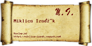 Miklics Izsák névjegykártya